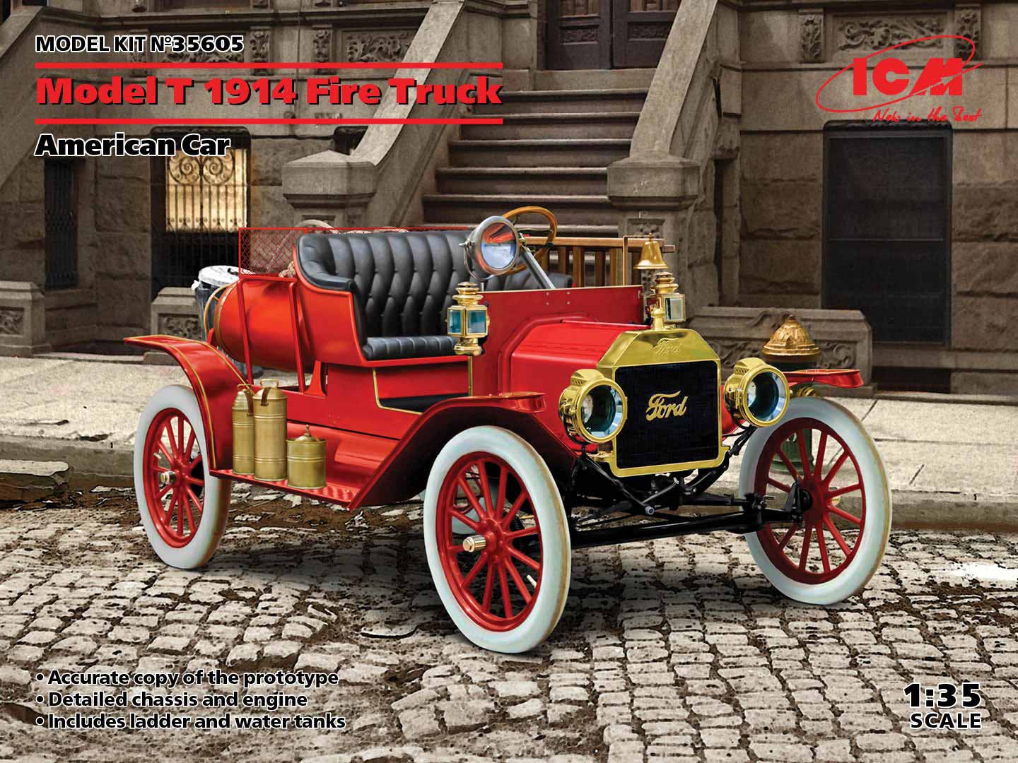 Equipage 1/24 Icm Icm24017 Model T 1914 Pompiers 