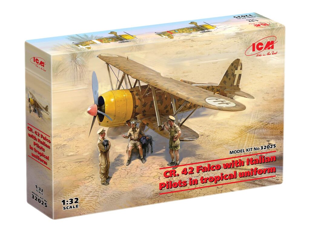 box 32025 cr. 42 falco with italian pilots in tropical uniform icm 1