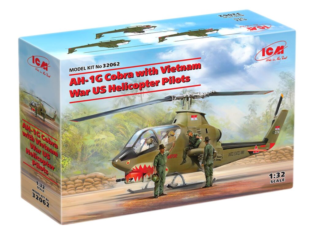 box 32062 ah 1g cobra with vietnam war us helicopter pilots icm 1