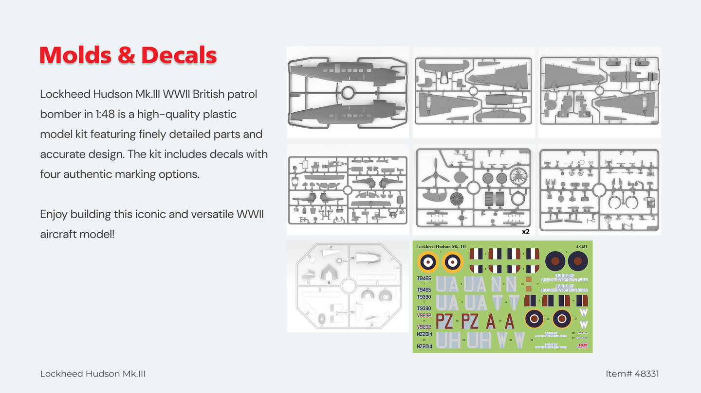 Lockheed Hudson Mk.III in 1:48 scale — molds and decals