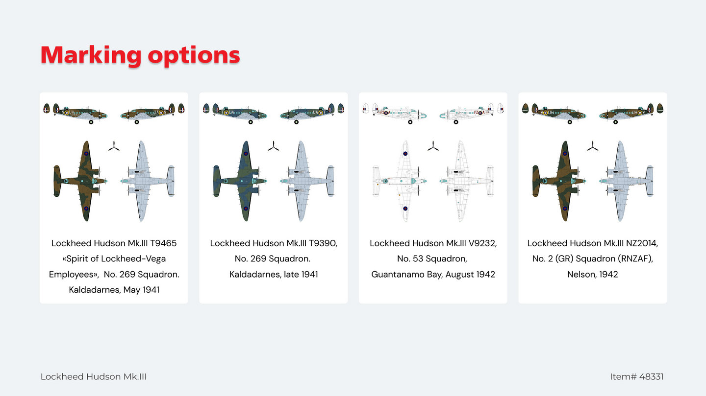 Lockheed Hudson Mk.III in 1:48 scale — marking options
