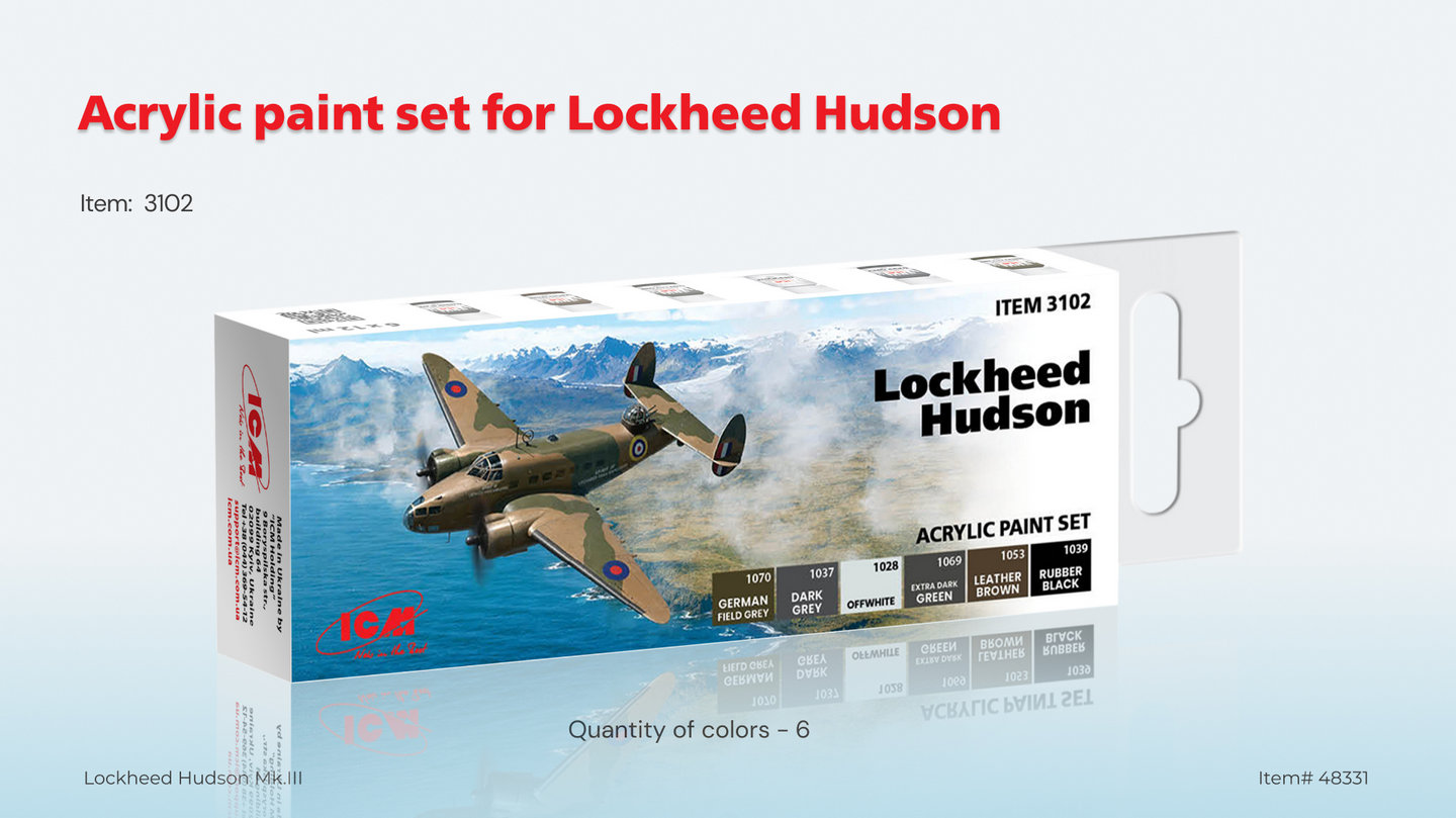 Lockheed Hudson Mk.III in 1:48 scale with paint set